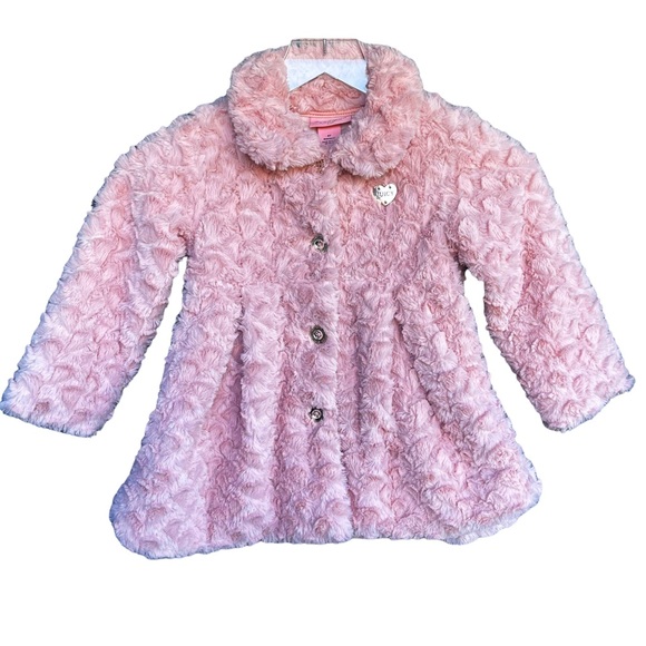 Juicy Couture Kids Pink Plush Soft Pink Faux Fur Jacket Coat Cozy Warm Size 4T - Picture 2 of 10